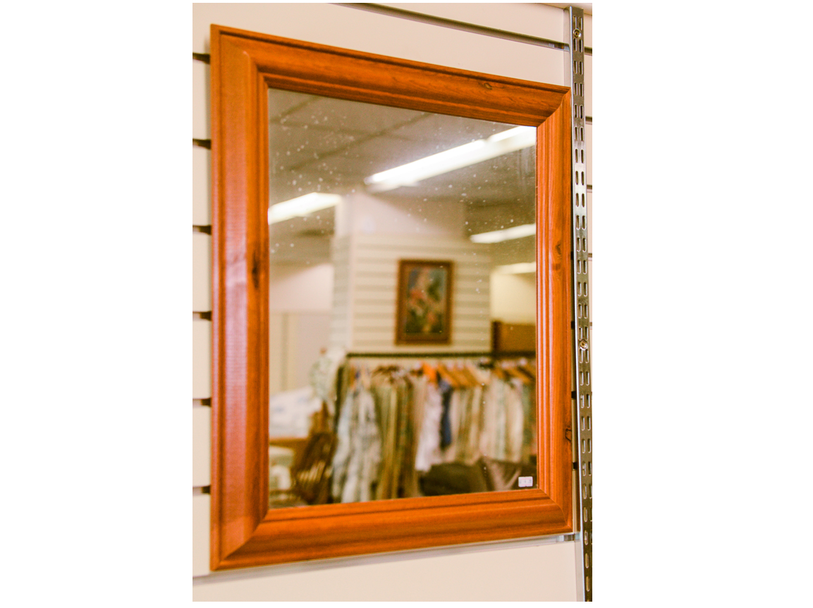 Mirror with wooden frame