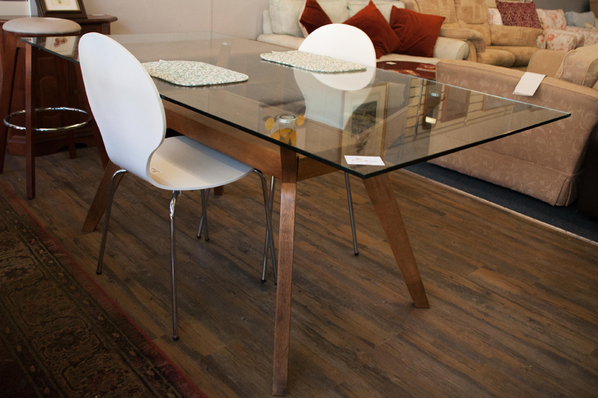 Glass Table Top with Wooden Frame