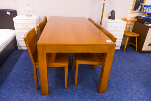 Dining table and six chairs