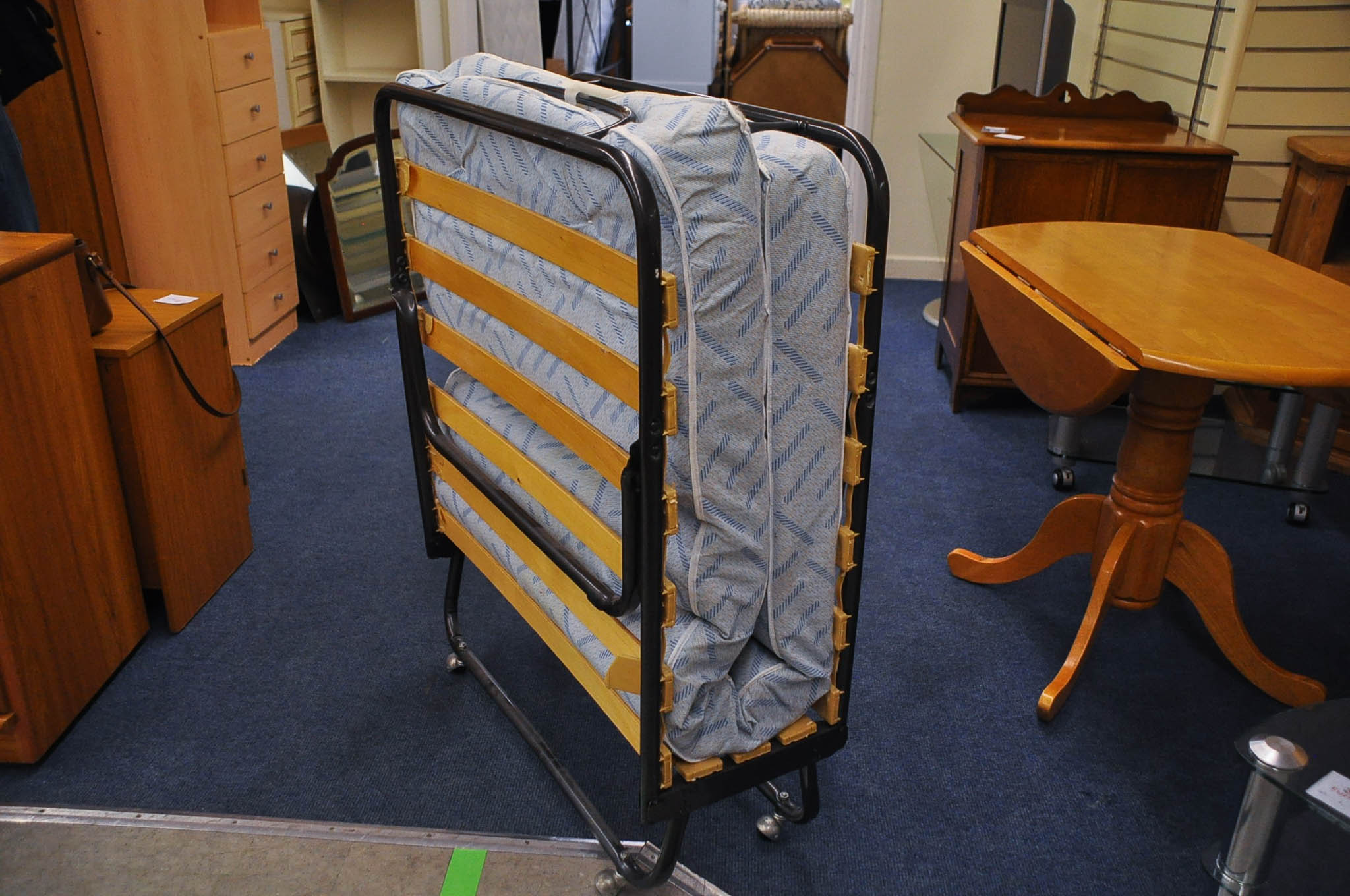 Folding bed frame and mattress