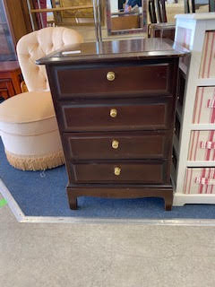 Brown bedside drawers.
Length is 58cm.
Width is 52cm.
Height is 85cm.