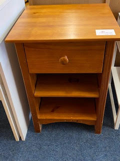Small bedside table.
Length is 43cm.
Width is 46cm.
Height is 61cm.