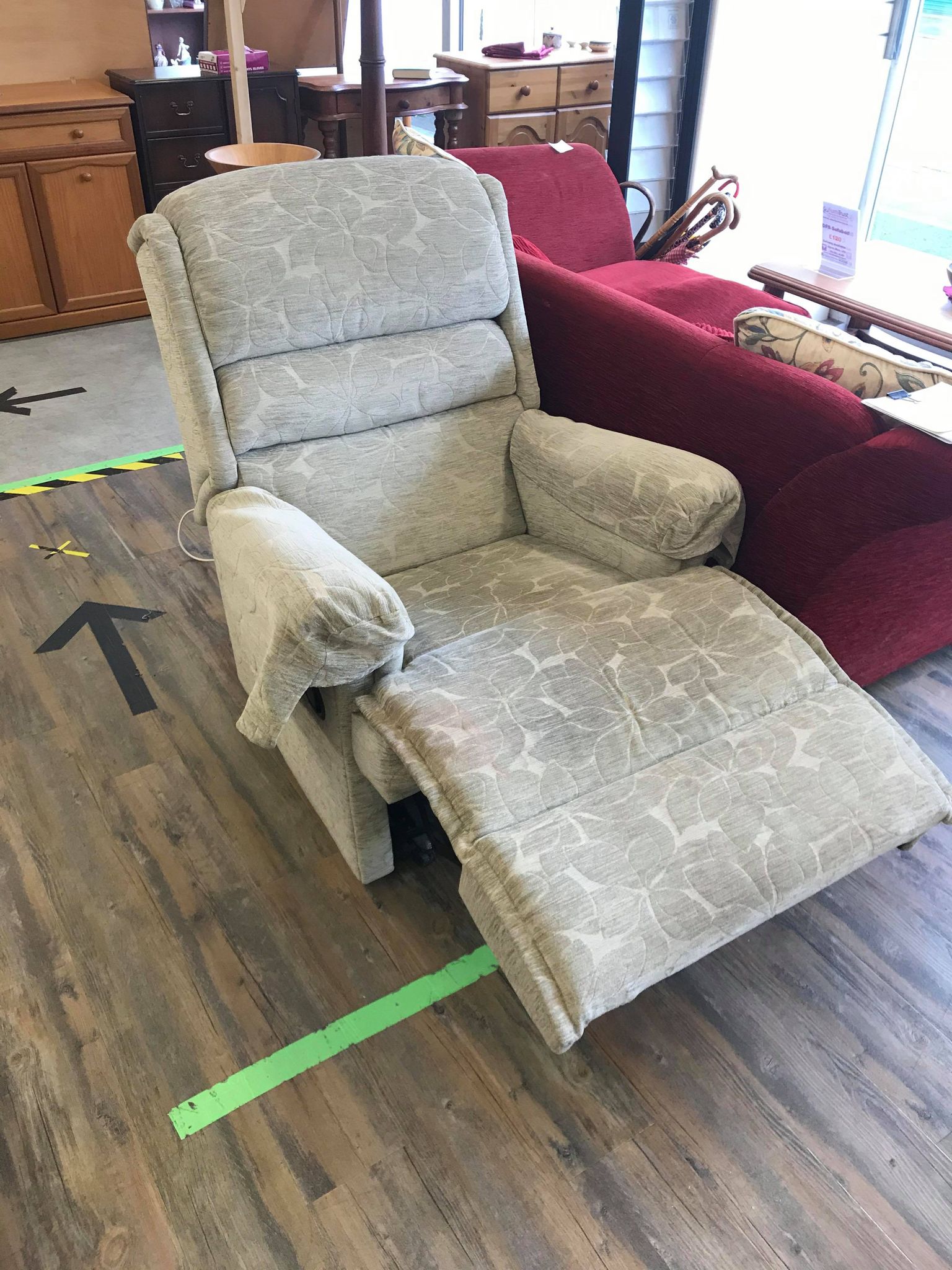 Grey/Green manual recliner chair in very good condition.