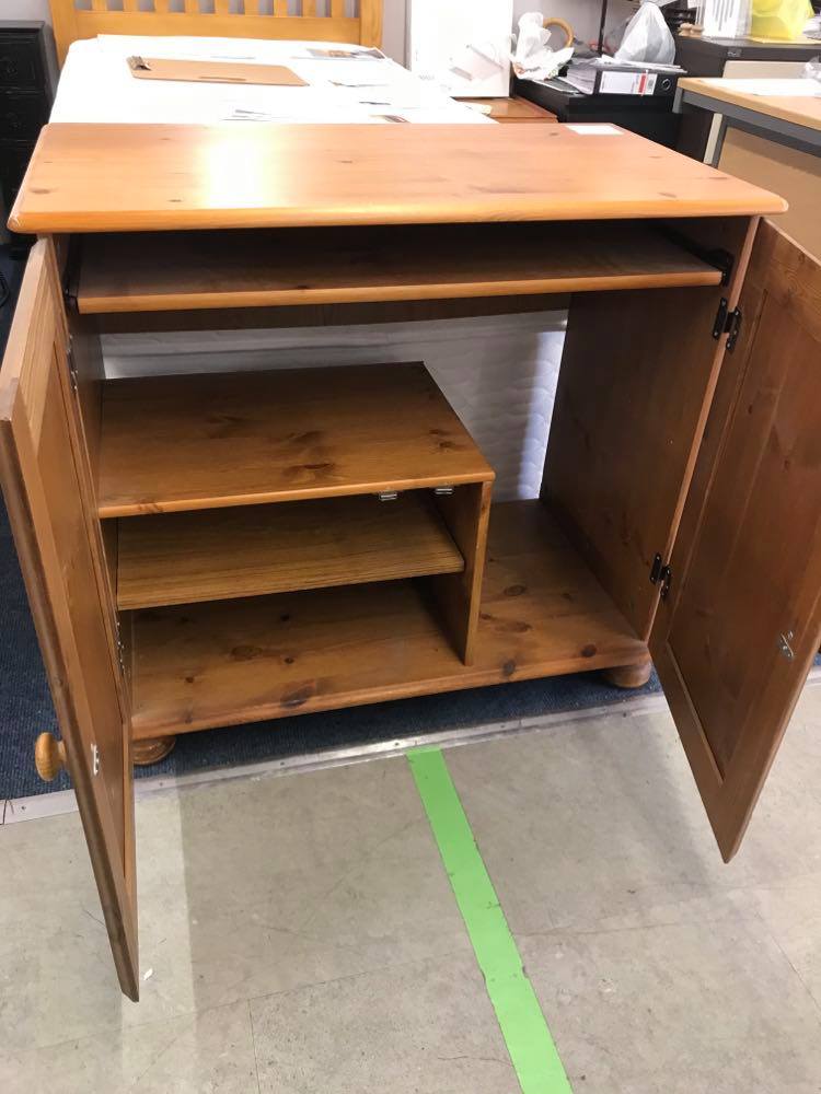 Pine computer cupboard.