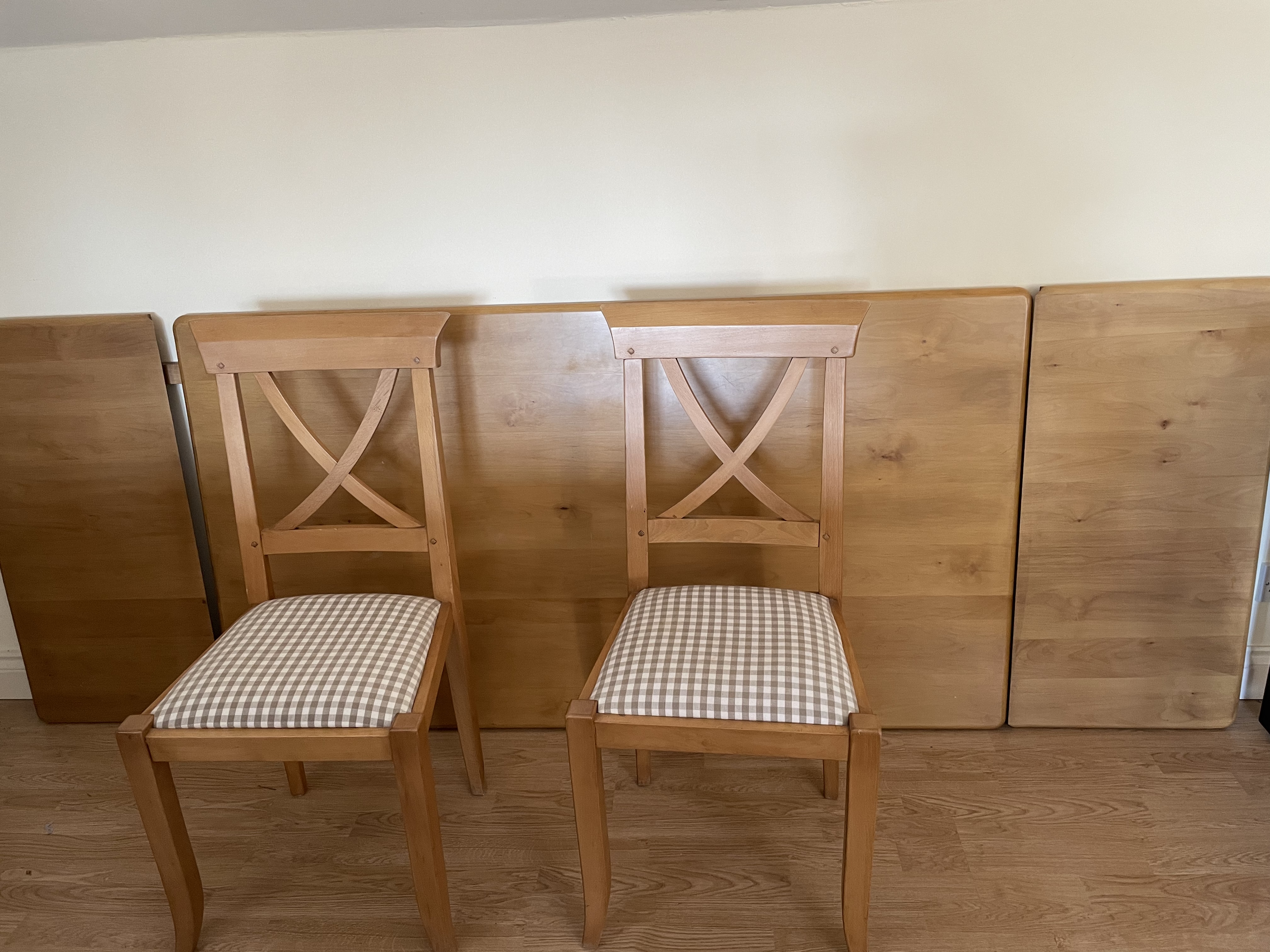 Wooden dining table and 8 chairs